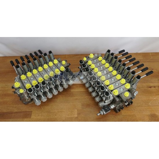 15 funkciós proporcionális hidraulikus vezérlőtömb, 350 bar, 50 L/perc (13gpm), 24V karokkal