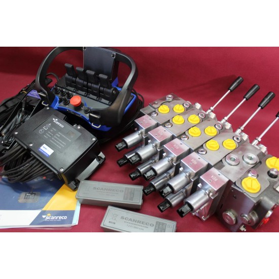 4 szekciós vezérlőtömb 120L/perc, 33 GPM + 12V Cormach daru 4 funkciós rádióvezérlés