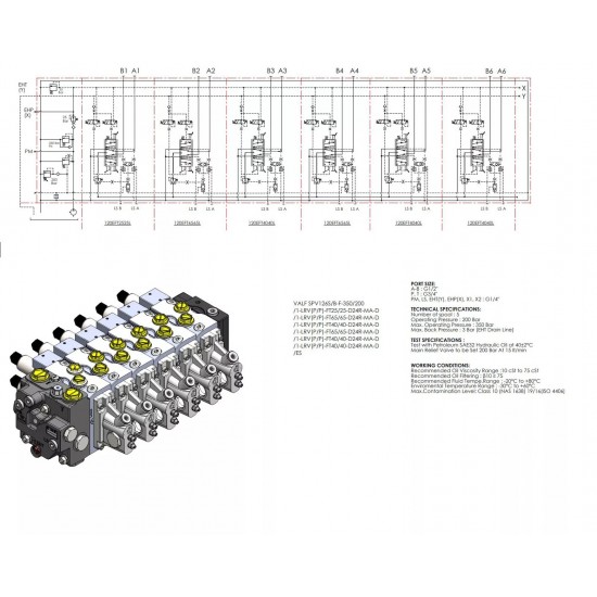 6 szekciós HM Line proporcionális hidraulikus vezérlőtömb + rádióvezérlés