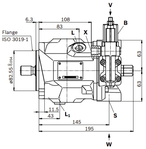 A10VO hidraulikus szivattyú műszaki rajz