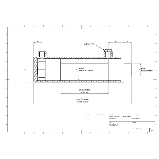 KPSD50X100X150 egyirányú munkahenger (csapszegfuratok nélküli)