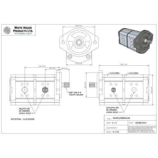 WHP csere Casappa tandem hidraulikus fogaskerék-szivattyúhoz 67058893